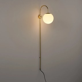 Wandlamp in messing en opaline glas, Moricio