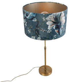 Tafellamp brons met velours kap vis 35cm - Parte Klassiek / Antiek, Modern E27 rond Binnenverlichting Lamp