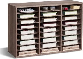 VEVOR Literatuur Organizer Documentenbak met 27 vakken en verwijderbare planken, Brievenbak voor sorteerder, gemaakt van hout, spaanplaat, opbergruimte voor kantoor, klaslokaal, thuis, zwart-grijs