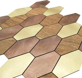 Zelfklevende Mozaïektegels Metaal | Picket Bruin | 30×30 cm | Keuken, Bad &amp; WC