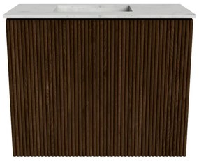 Mondiaz Joya DLux 50cm toiletmeubel walnut met wastafel faye links zonder kraangat opalo