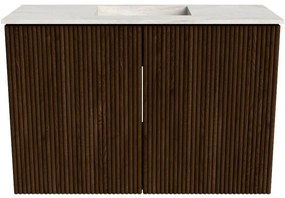 Mondiaz Joya DLux 60cm toiletmeubel walnut met wastafel faye midden 1 kraangat ostra