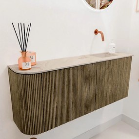 Mondiaz Joya DLux 100cm toiletmeubel ronding links dusk met wastafel faye rechts zonder kraangat frappe
