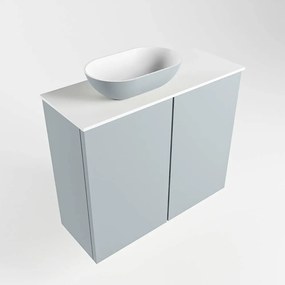 Mondiaz Fowy toiletmeubel 60cm clay met lichtgrijze waskom links zonder kraangat