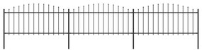vidaXL Tuinhek met speren bovenkant (0,5-0,75)x5,1 m staal zwart