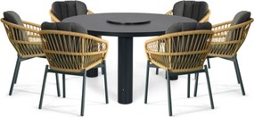 Tuinset Ronde Tuintafel 6 personen 150 cm Rope Grijs  De Laan Projects