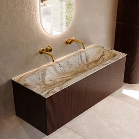 Mondiaz Kurve-dlux 120cm badmeubel ruby met 1 lade en wastafel big large midden zonder kraangat glace