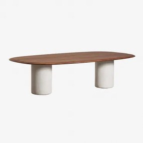 Ovalen Eettafel Van Mdf En Cement Lysander 270 X 110 Cm & Donker Eiken Bruin & Lichtgrijs - Sklum