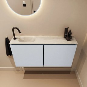 Mondiaz Ture DLux toiletmeubel 100cm clay met wastafel ostra links met kraangat