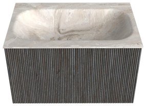 Mondiaz Kurve-dlux 70cm badmeubel shadow met 1 lade en wastafel big small midden zonder kraangat frappe