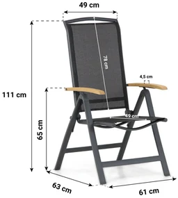 Tuinset Ronde Tuintafel 4 personen 120 cm Aluminium/Textileen /Aluminium/textileen Grijs  Lifestyle Garden Furniture Rosello/Fabriano