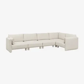 5-delige Modulaire Hoekbank Met Artemisa Bouclé Stof Crèmebeige Boucléstof - Sklum