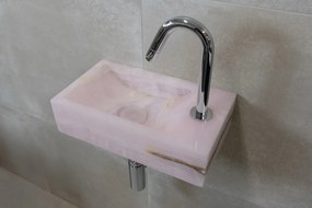 Saniclear Pink Onyx fonteinset met gebogen kraan in chroom