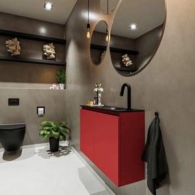 Mondiaz Ture 80cm toiletmeubel fire met wastafel urban rechts 1 kraangat