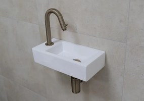 Mueller Mini Rhea fonteinset met verouderd messing gebogen fonteinkraan links