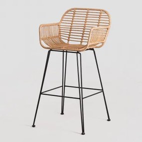 Set Van 2 Eska Hoge Krukken Van Synthetisch Rotan Zwart & ↑75 Cm - Sklum