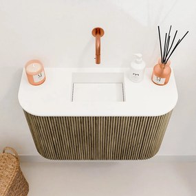Mondiaz Joya 65cm toiletmeubel ronding links/rechts dusk met wastafel faye midden zonder kraangat talc
