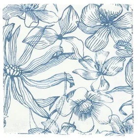 Theedoek, bio-katoen, blauwe bloemen, 50 x 70 cm
