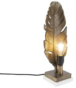 Art Deco tafellamp brons met marmeren voet - Leaf Art Deco, Klassiek / Antiek, Landelijk / Rustiek E27 Binnenverlichting Steen / Beton Lamp