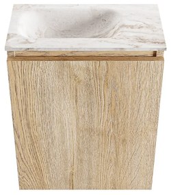 Mondiaz Ture DLux toiletmeubel 40cm washed oak met wastafel frappe links zonder kraangat