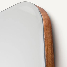 Asymmetrische spiegel met notenhouten legplank H170 cm, Nella