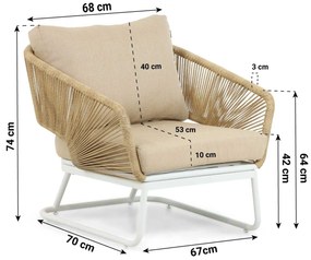 Stoel en Bank Loungeset 5 personen  Wit  Hartman Corsica/Lunaro