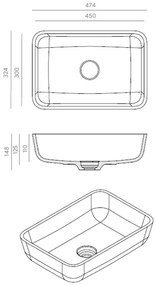 Resigres Lavabo 1301 waskom rechthoekig 50x35cm solid surface wit