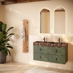 Muebles Murcia badmeubel ribbelfront 120cm legergroen met Dark Emperador wastafel met kraangaten