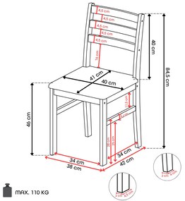 TORINO eetset + 4 stoelen Wit/Lichtgrijs (Sawana 21 stof) - HOUTEN SET VOOR KEUKEN/EETKAMER