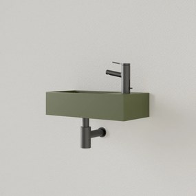 Sanigoods Nano fontein rechts olijf groen met kraangat 36x18cm