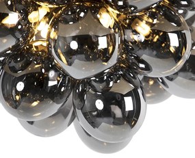 Design plafondlamp zwart met smoke glas 6-lichts - Uvas Art Deco, Design G9 bol / globe / rond Binnenverlichting Lamp