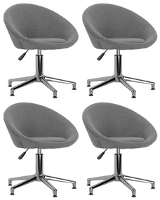 vidaXL Eetkamerstoelen draaibaar 4 st stof lichtgrijs