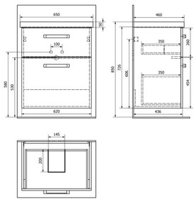 Aqualine Vega badkamermeubel met keramische wastafel 65x78cm wit