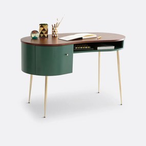 vintage bureau met laagje notelaar, Topim