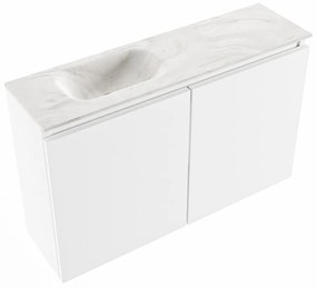 Mondiaz Ture DLux toiletmeubel 80cm talc met wastafel ostra links met kraangat