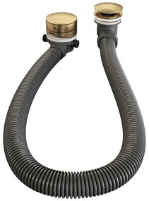Brauer Stripe inbouw badkraan met drukknoppen, badvulcombinatie en staafhanddouche messing geborsteld PVD