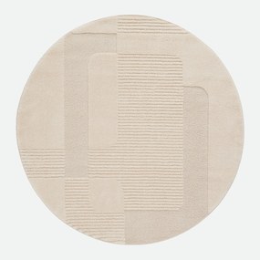 Rond vloerkleed, geometrisch reliëfpatroon, LODGO