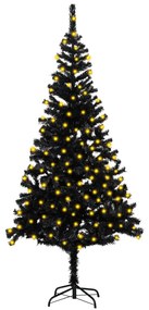 vidaXL Kunstkerstboom met LED's en standaard 180 cm PVC zwart