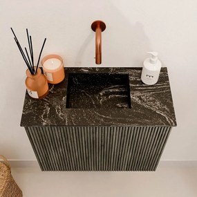 Mondiaz Joya DLux 50cm toiletmeubel shadow met wastafel faye midden zonder kraangat lava