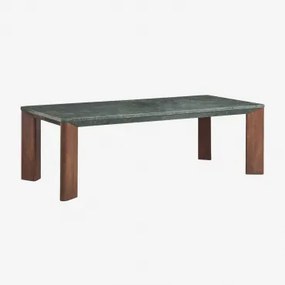Rechthoekige Eettafel 240x110 Cm Van Mangohout En Marmer Garsea Groen Marmer Uit Udaipur - Donker Mangohout - Sklum