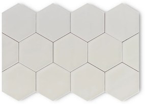 Hoogglans Handvorm Wandtegel 10.8x12.4 Cm Hexagon Princeton Wit RBT52