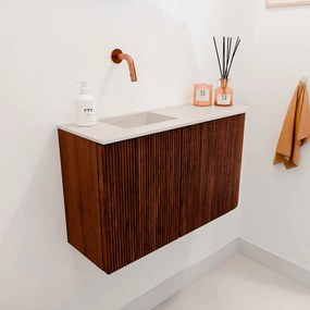 Mondiaz Joya DLux 70cm toiletmeubel ronding rechts ruby met wastafel faye links zonder kraangat meli