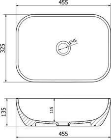 Mexen Rita opzetwastafel 45 x 32 cm, wit/zwart patroon - 21084586