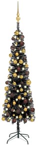 vidaXL Kerstboom met LED's en kerstballen smal 120 cm zwart