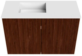 Mondiaz Joya 60cm toiletmeubel ruby met wastafel faye links 1 kraangat talc