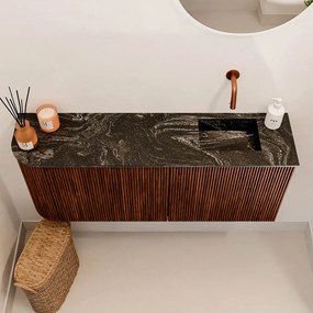 Mondiaz Joya DLux 100cm toiletmeubel ronding links ruby met wastafel faye rechts zonder kraangat lava