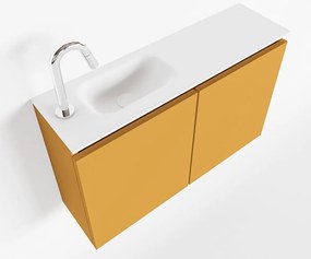 Mondiaz Ture 80cm toiletmeubel ocher met wastafel talc links 1 kraangat