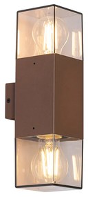 Buiten wandlamp roestbruin met smoke kap 2-lichts IP44 - Denmark Industriele / Industrie / Industrial E27 IP44 Buitenverlichting
