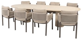 Hampton Savanne dining tuinset 300x110xH75 cm 9 delig mortex terre 4 Seasons Outdoor