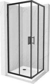 Mexen Rio kwadrante douchecabine 80 x 80 cm, transparant, zwart + Flat douchebak, wit - 860-080-080-70-00-4010B
